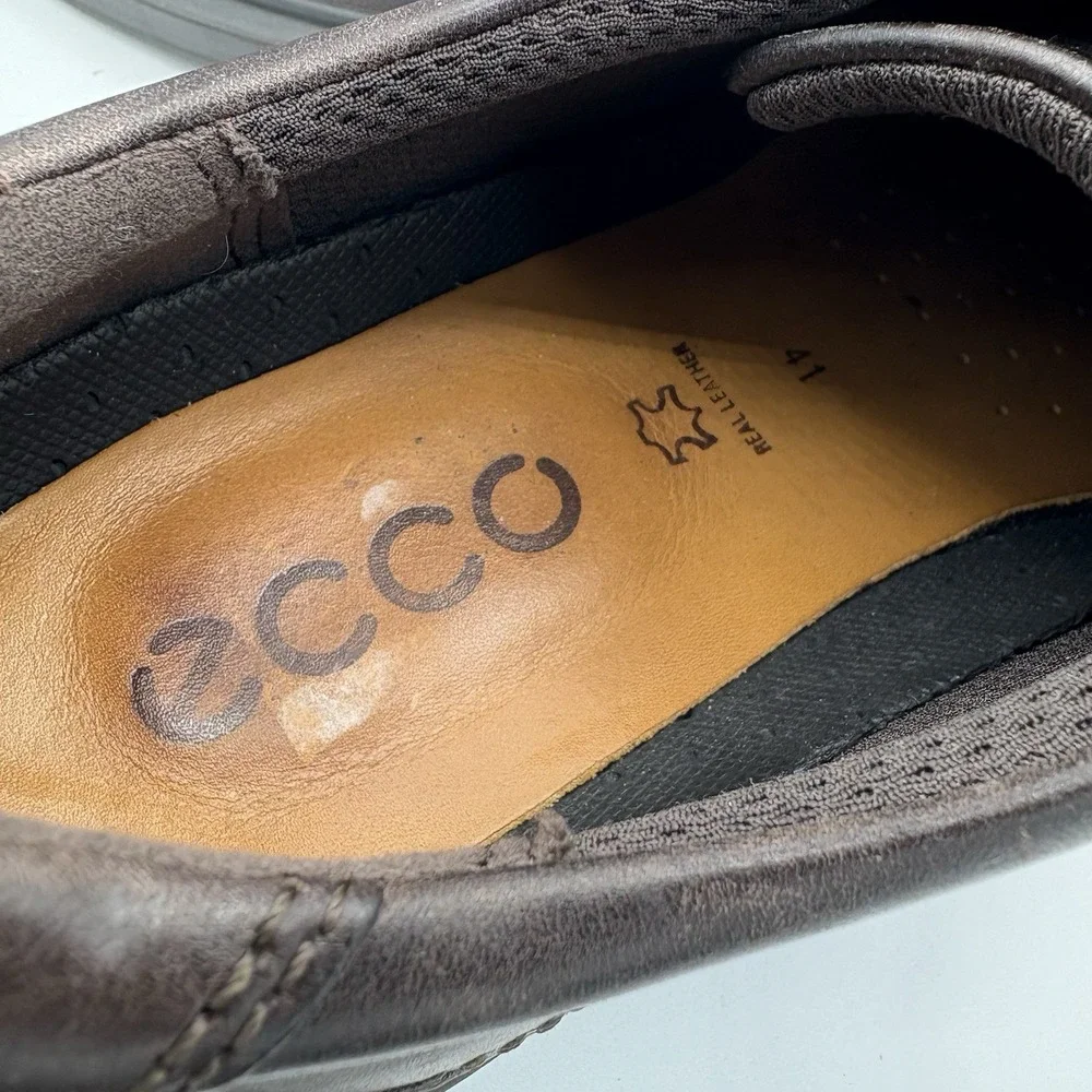 ECCO Shoes Mens Size 7‎ Helsinki 2 Square Toe Oxford Lace up Dark Brown